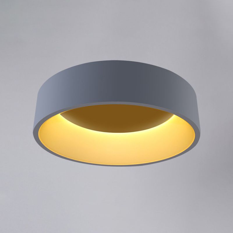 18"/23.5" Wide Grey Circular Flush Ceiling Lamp Modern LED Metal Flush Mount Light in White/Warm Light