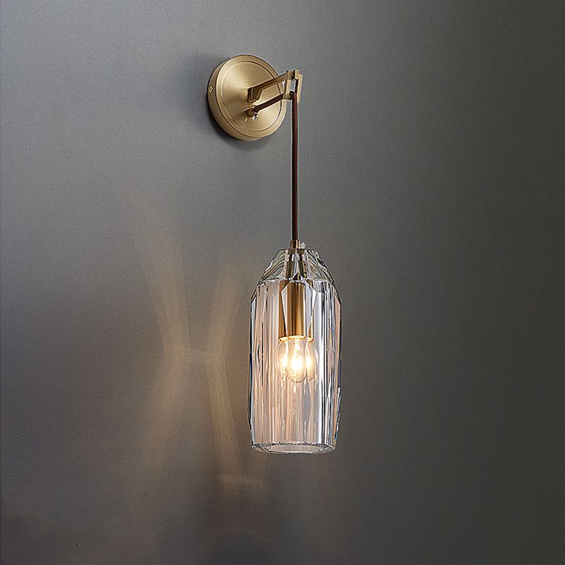 Teardrops Wall Mount Light Fixture Modern Style Crystal 1-Light Sconce Lights in Gold