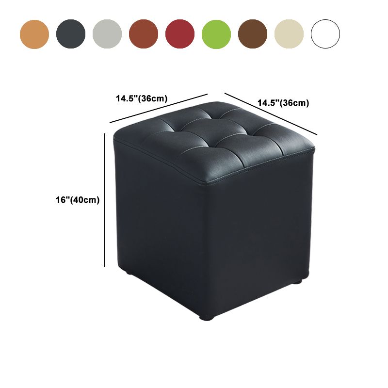 Contemporary Tufted Ottoman Water Resistant Leather Foot Stool Square Ottoman