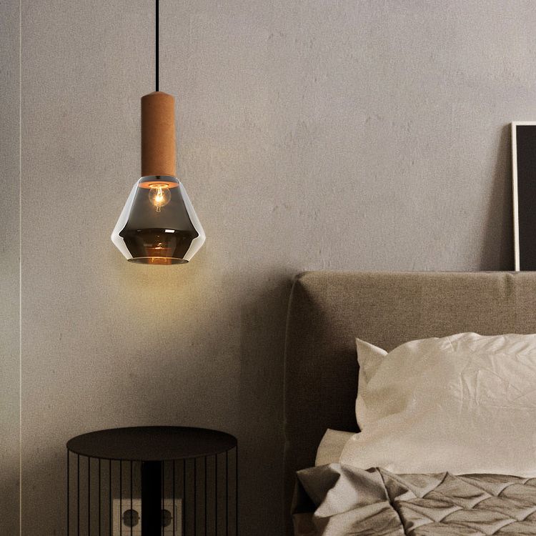 Verre Postmodern Pendant Light 1-Light Copper suspendu plafonnier pour chambre à coucher