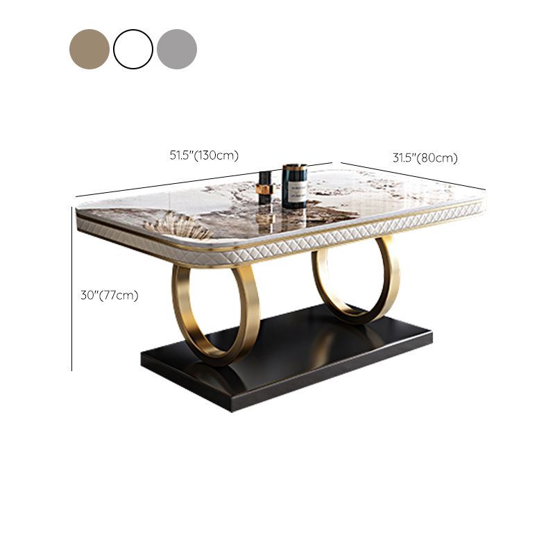 Rectangular Table Sintered Stone Dining Table with Stainless Steel Frame