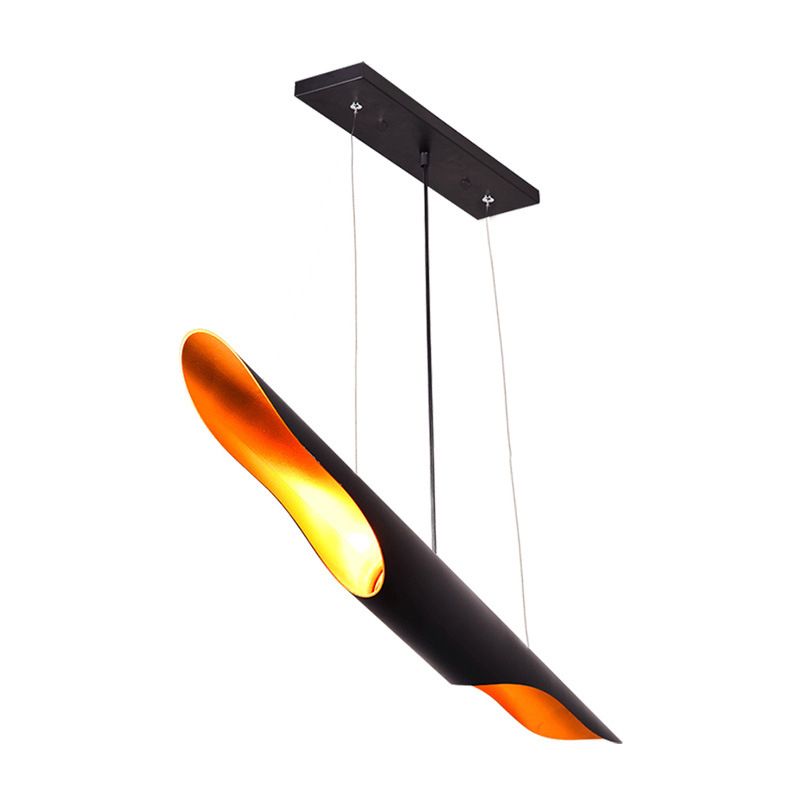 Metallic Linear Hanging Lamp Nordic 2 Heads Black Pendant Ceiling Light for Bedroom