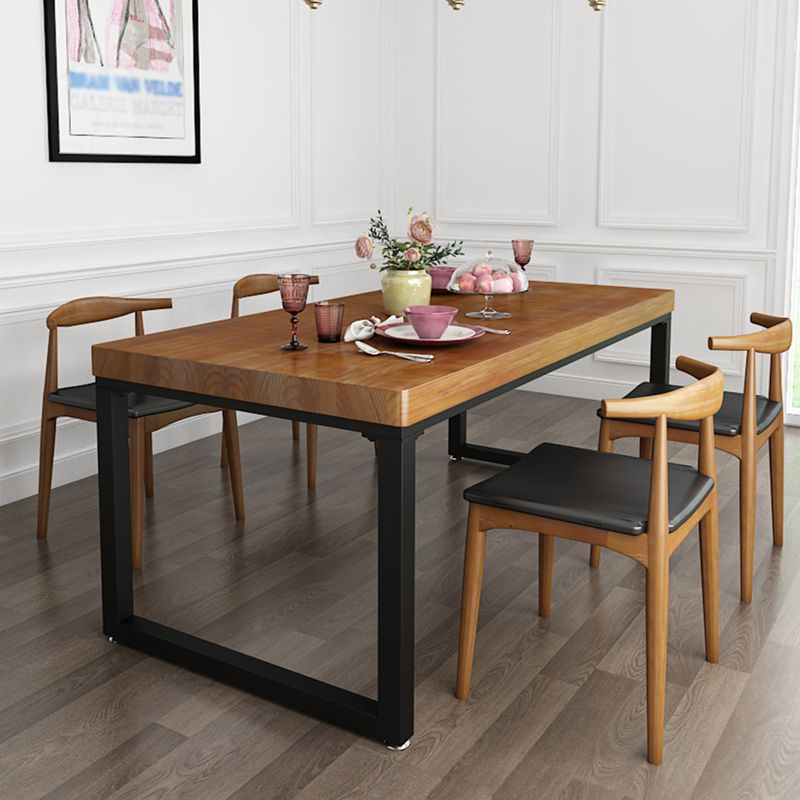 Natural and Black Dining Site Table Industrial Wood and Metal Dining Table