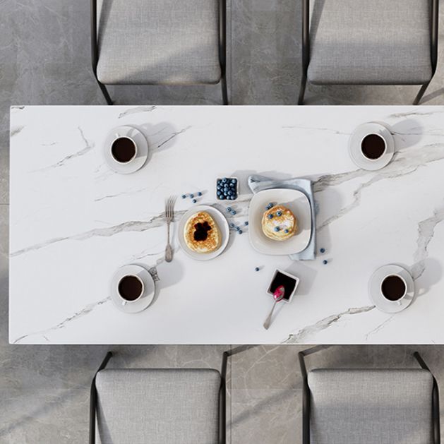 Industrial Rectangle Dining Table Sintered Stone Dining Table with Trestle Base for Dining Room