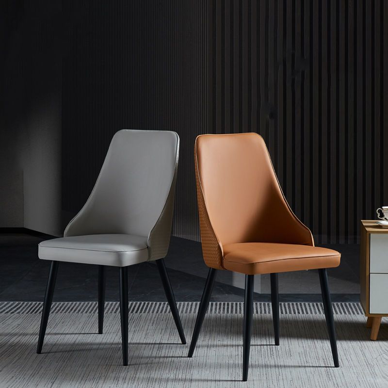 Dining Room Upholstered Chair Industrial Faux Leather Parsons Chair