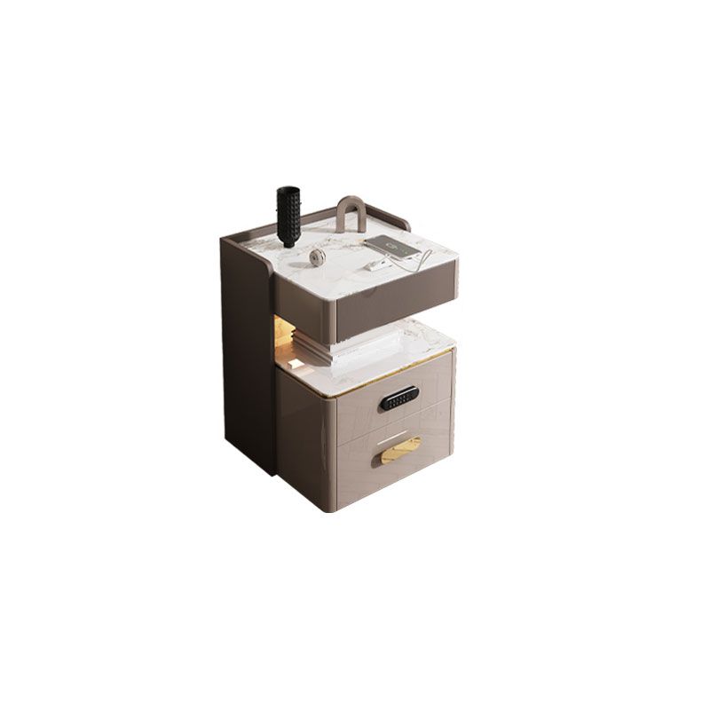 3-Drawer Nightstand with USB charging 21.65" Tall Faux Leather Nightstand