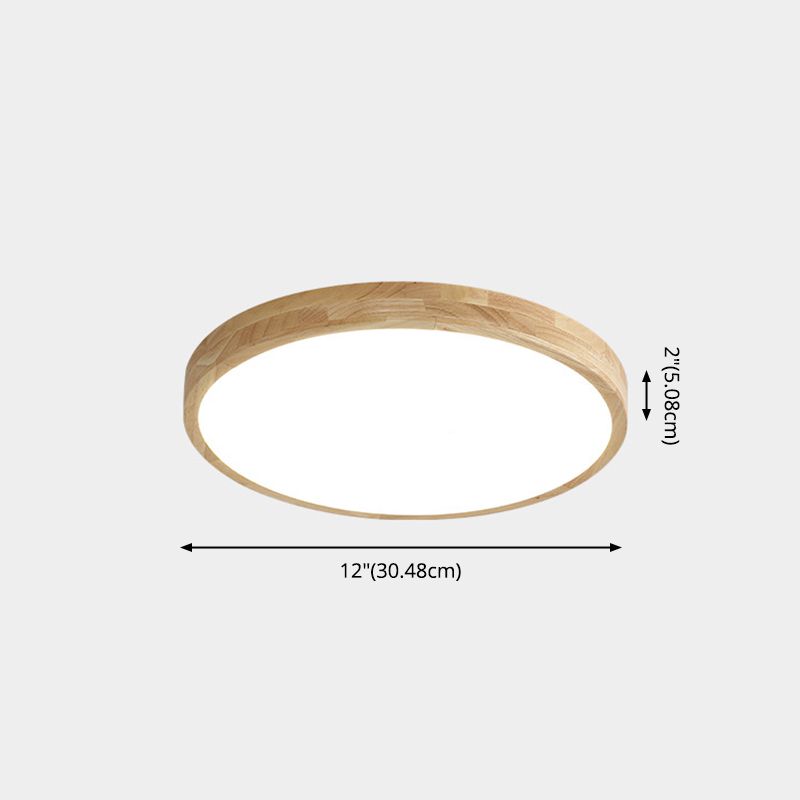 Lámpara de techo empotrada de 1 luz de estilo moderno con luz LED de montaje empotrado circular de madera