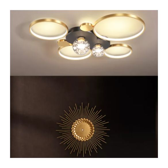 Minimalismo, círculos geométricos nórdicos, luz LED de techo, bola de cristal transparente, cadena de luces LED, accesorio de iluminación para sala de estar