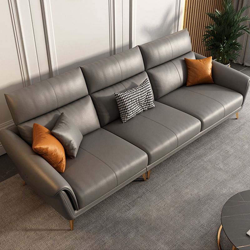 Contemporary Black Sewn Pillow Back Sloped Arm for Living Room Sofa