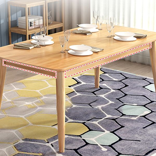 Modern Rectangle Wood Table Standard Height Dining Table with 4 Legs