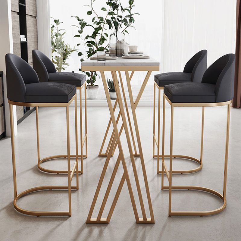 Glam Bar-height Table Faux Marble Top Bistro Pub Table with Gold Base