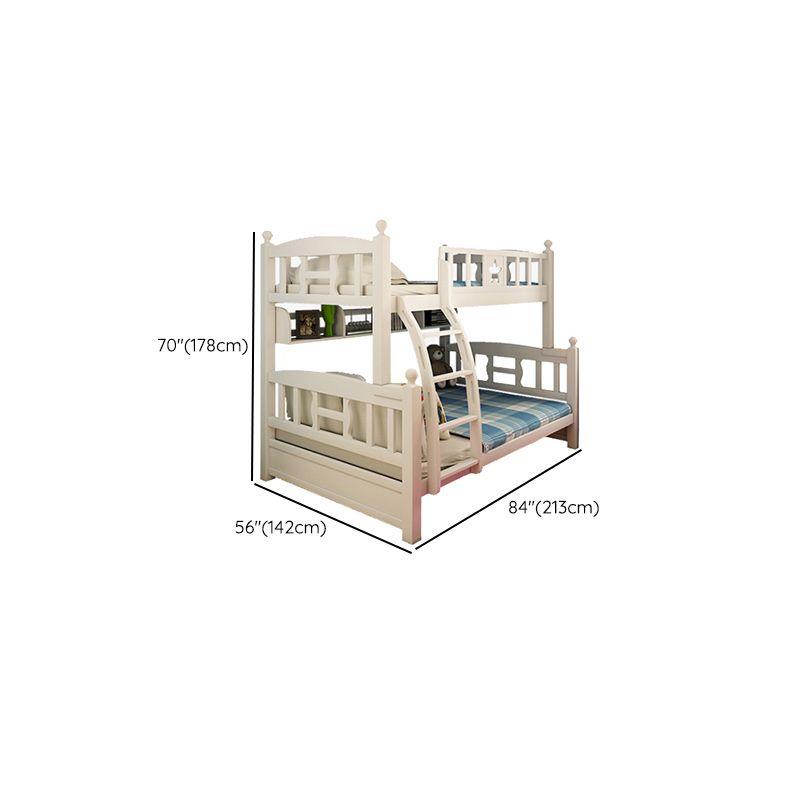 Beech Bunk Bed Modern Style Bunk Bed with Footboard in White