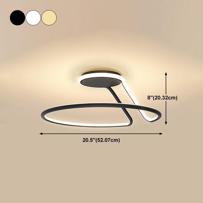 Style moderne en forme linéaire lampe de plafond métal 1 lumière légère plafond pour chambre à coucher