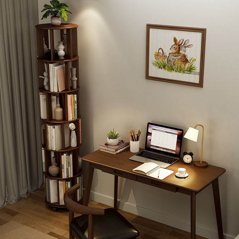 Scandinavian Style Bookshelf with Casters Bookcase for Home Office Study Room