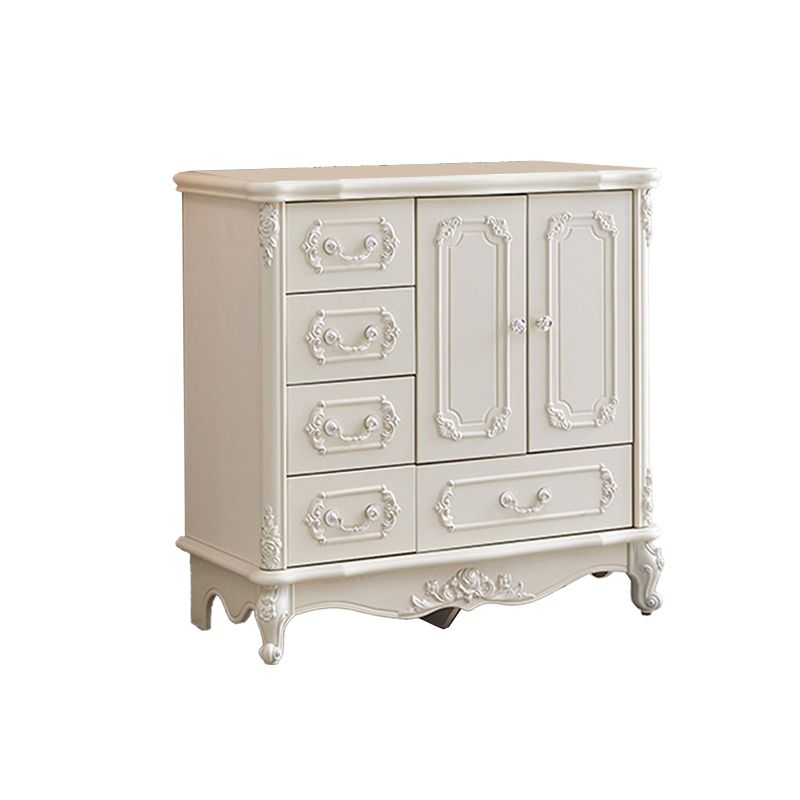 38.58"/49.21" Tall White Wooden Cabinet, Rectangle Accent Cabinet with Drawers