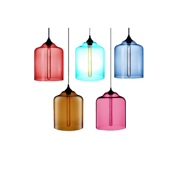 Glaskrug Suspension Licht zeitgemäß 1 hellrot/braun/blau hängende Deckenleuchte