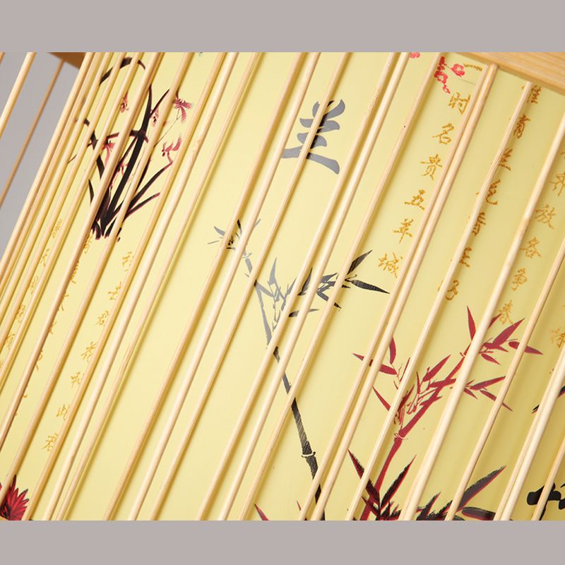 1-Light Bamboo Suspension Pendant Light Chinese Down Mini Pendant for Dining Room