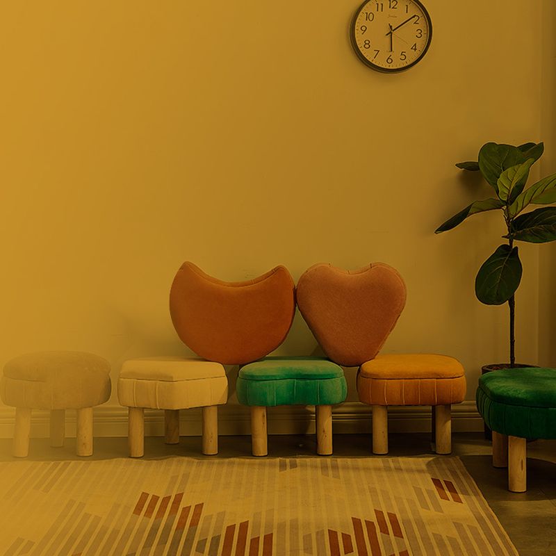 Solid Color Fabric Standard Stool Modern Simple Unique Shape Upholstered Footstool