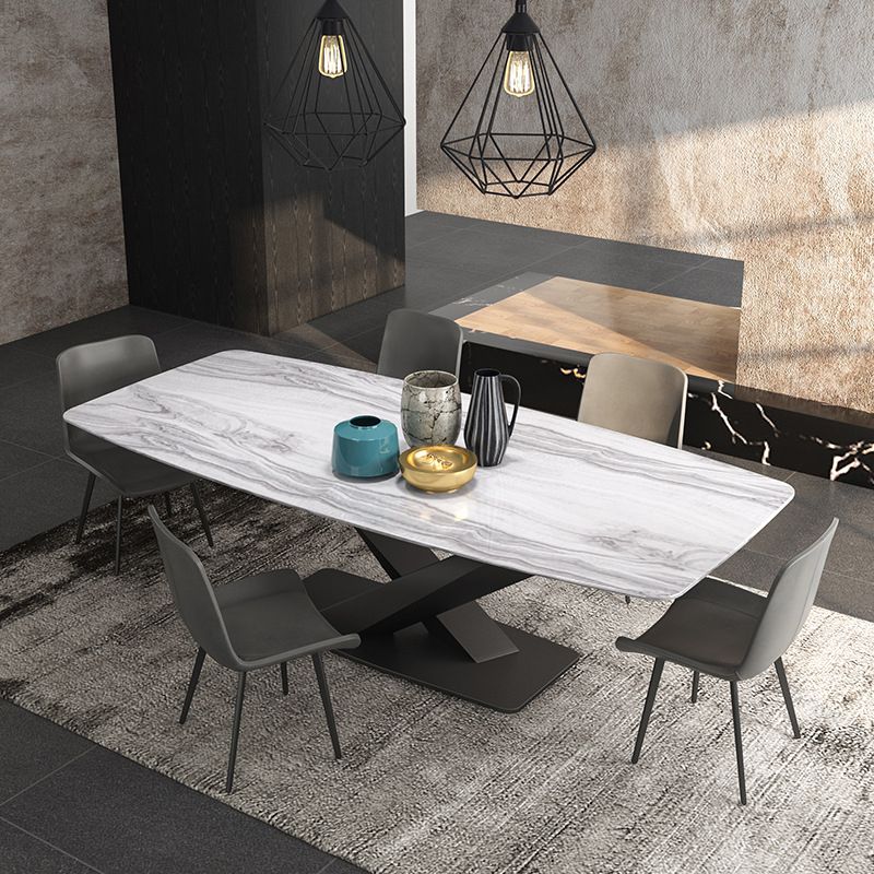 Traditional Luxury Table Metal Base Rectangle Dining Table for Home