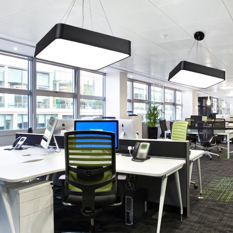 18 "/23,5" W schwarze quadratische hängende leichte Einfachheit Acryl -LED -Decke Anhänger für Wohnzimmer