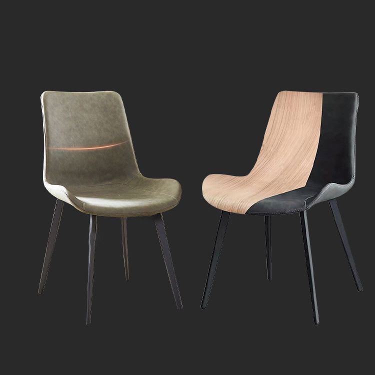 Sedie da pranzo contemporanee cucina in pelle finta sedia parsons con gambe in acciaio al carbonio