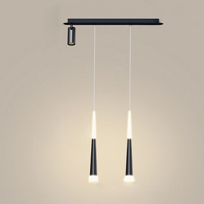Cone Shaped Chandelier Lighting Fixture Simple Metal LED Dinning Room Island Pendant in Black