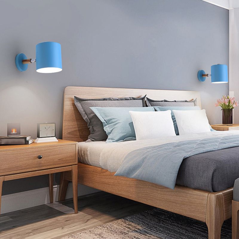 Half Cylinder Shape Metal Wall Light Fixture Modern Style Wall Lamp for Bedroom