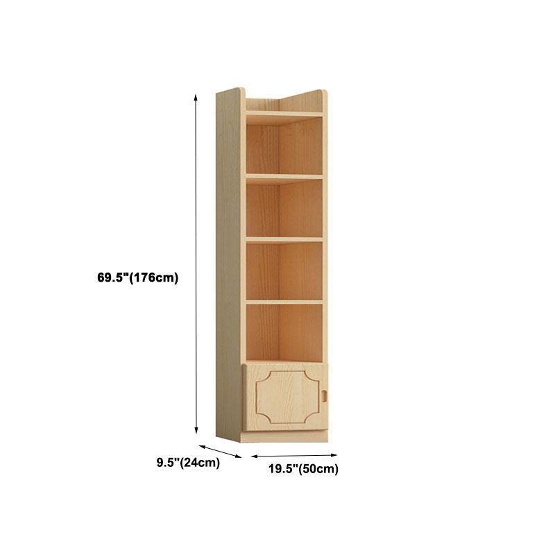 Modern Pine Bookcase 9.5" W Closed Storage Bookshelf with Shelves