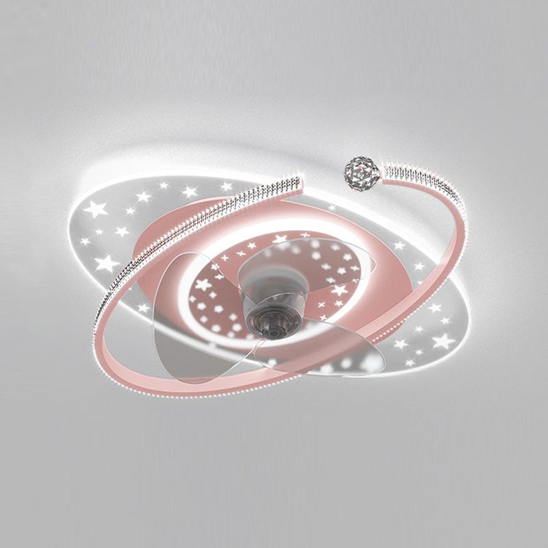 Modern Oval Ceiling Fan Light Metal 1 Light LED Ceiling Fan for Children's Room