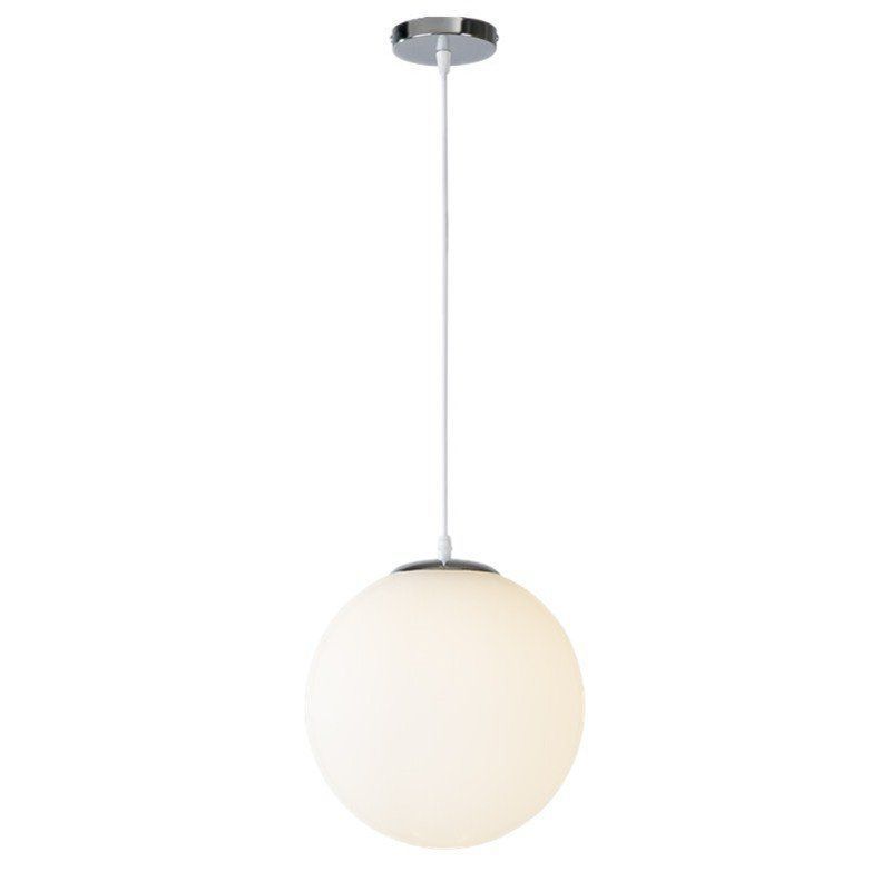 Milk White Acrylic Ball Shade Hanging Light Modern Simplicity 1-Light Suspension Lighting Fixture For Kitchen Bar