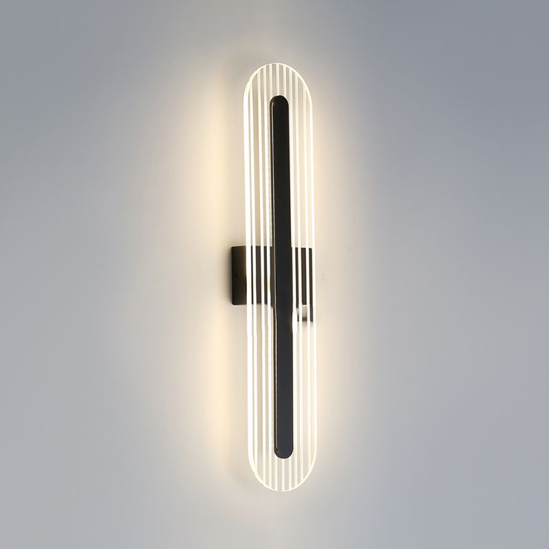 Oval Shade Metal Wall Sconce Modern Style 1 Light Wall Mount Light Fixture in Black