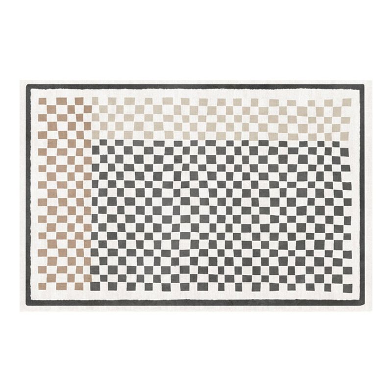 Green Nordic Rug Polyester Grid Pattern Rug Stain Resistant Rug for Home Decoration