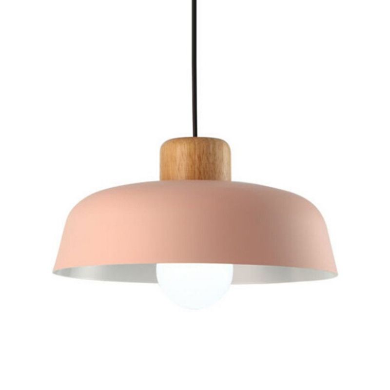 Candelier de lámpara de aluminio de estilo industrial nórdico bandeja de madera de la lámpara de aluminio Luz de dormitorio