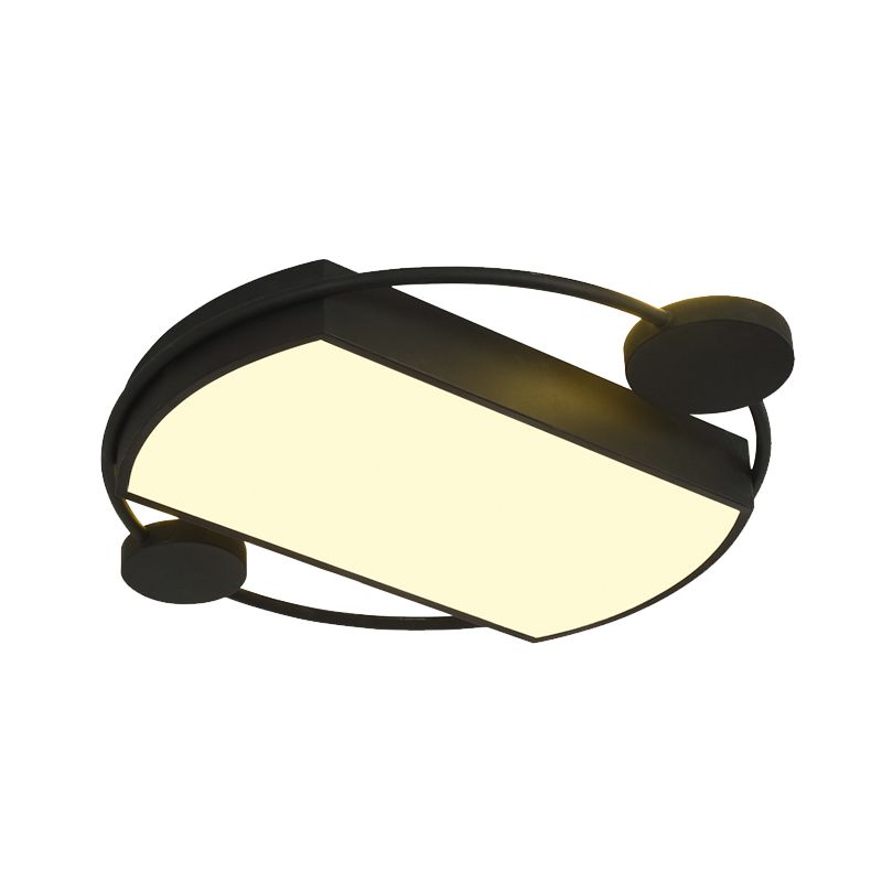 Ring en rechthoek spoeling verlichting modernistisch metaal 16 "/19,5" brede led zwart plafond gemonteerd armatuur