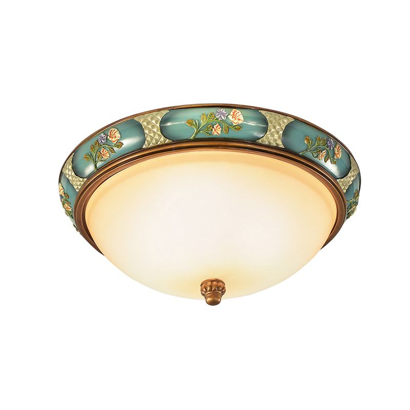 3 Luci Flushmonte Lighting Piatto Tradizionale A Forma Di Vetro Soffiato in bronzo per Corridore, 15 "/19" Wide