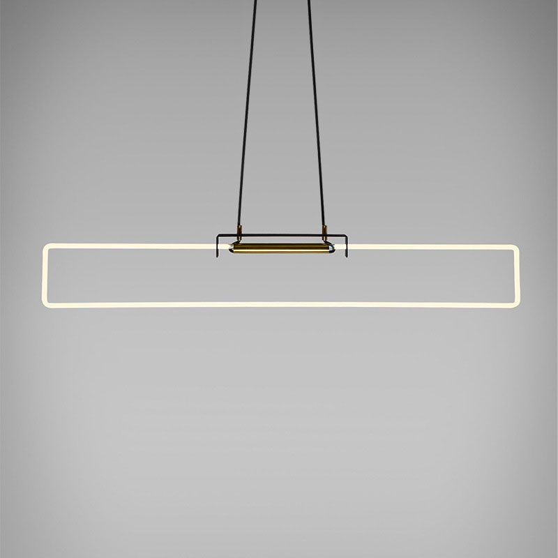 Black Linear Hanging Lamp in Modern Simplicity Acrylic LED Pendant Light for Dining Room
