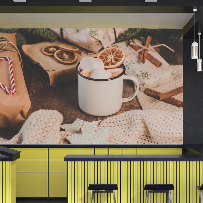 Marshmallow Dessert Mural Wall Decor Environment Friendly for Dessert Shop