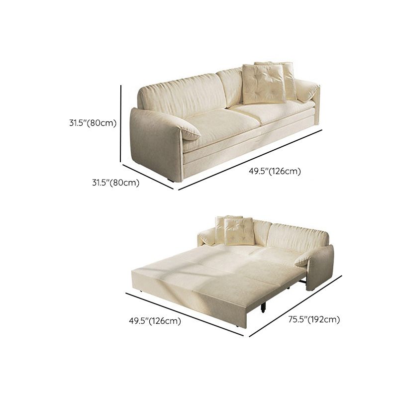 Glam Style White Futon Sleeper Sofa Bed in Velvet with Storage