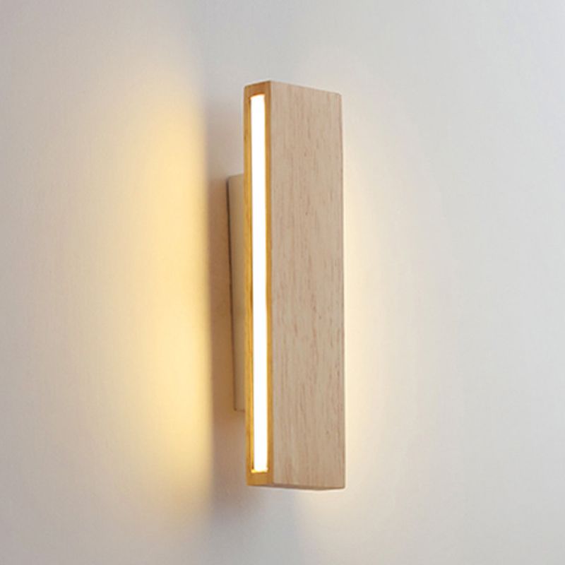 Single Modernism Beige Finish Wall Mounted Sconce Wooden Wall Light