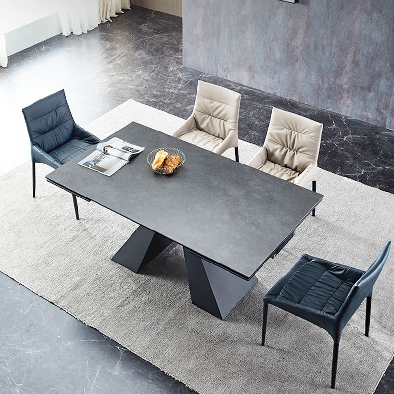 Modern Simple Dining Table Rectangle Dinner Table with Metal Base for Dining Room