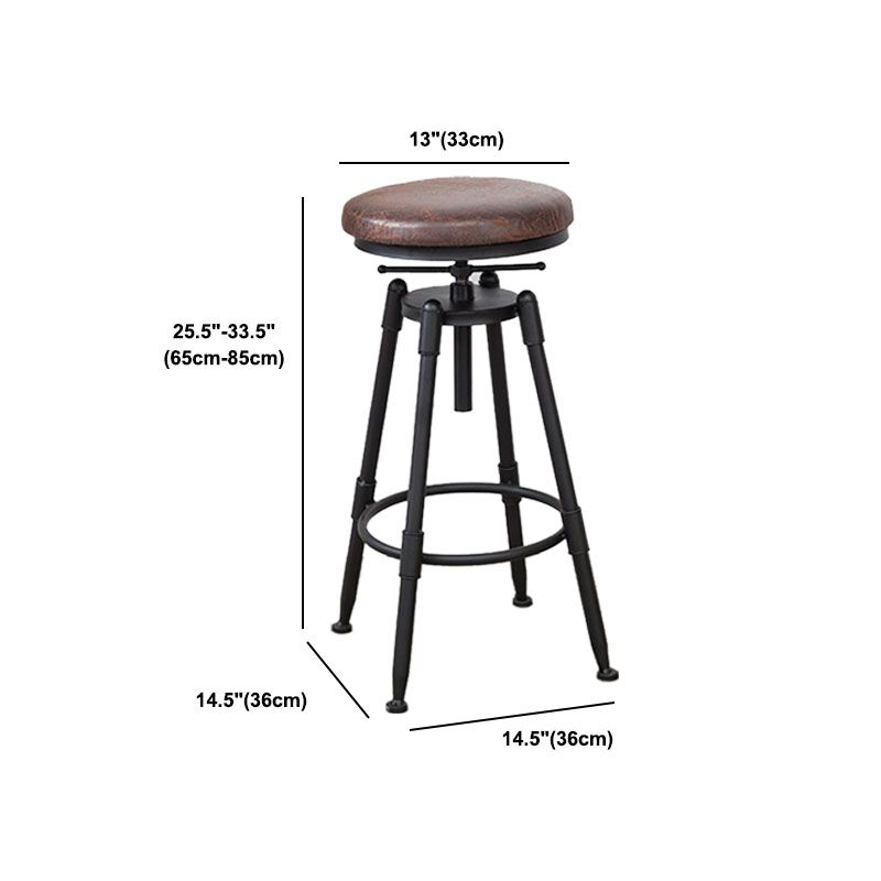 Industrial Metal Barstool Footrest Wood Counter Stool in Matte Finish