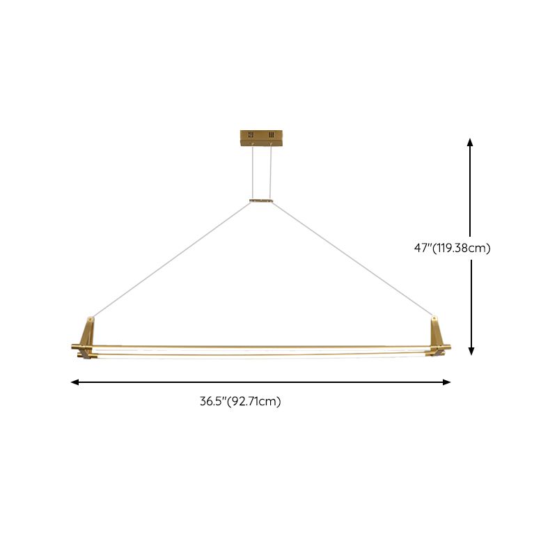LED Linear Kitchen Island Lighting in Gold Contemporary Solid Brass Ceiling Pendant