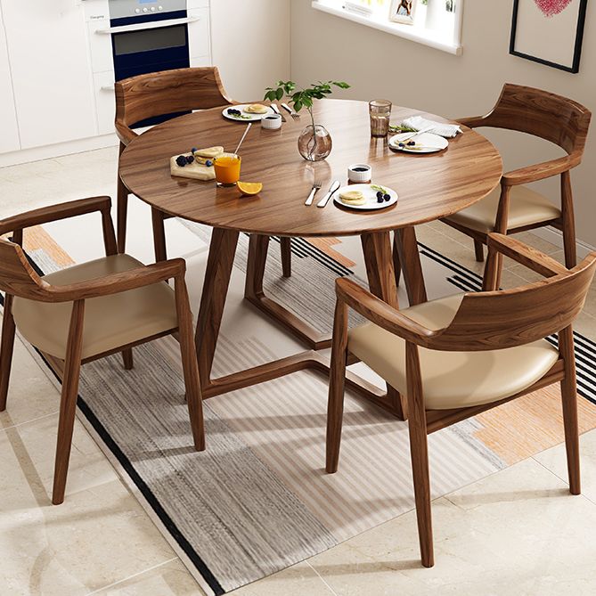 Modern Solid Wood Dining Room Set with Round Table Home Dining Table Furniture