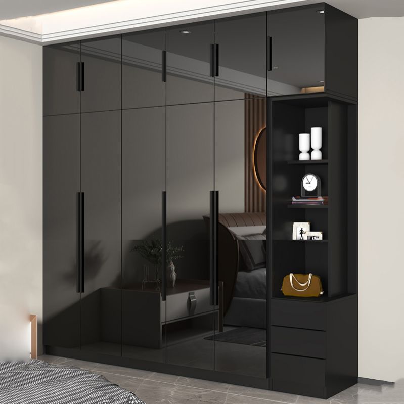 Modern Style Glass Wardrobe Black Colour Wardrobe Closet for Bedroom