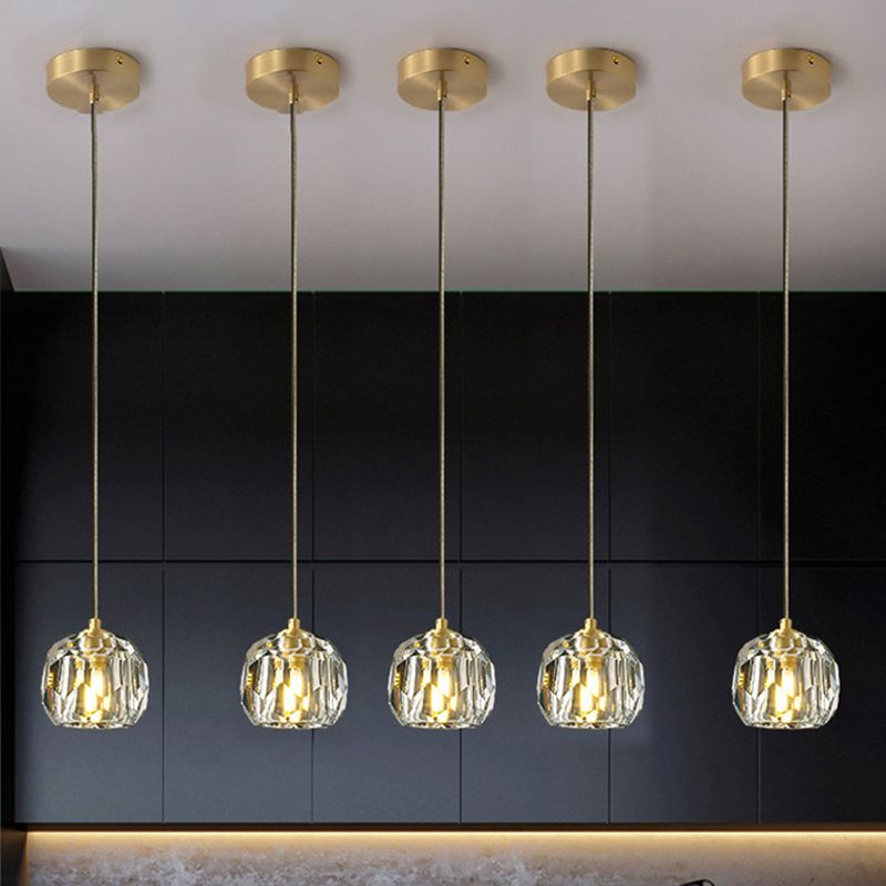 Cut Crystals Block Hanging Pendant Lights Luxury Style Pendant Light for Living Room