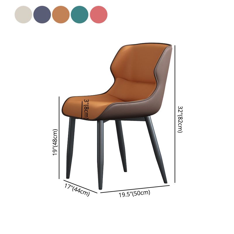 Sillas de comedor de cuero de estilo moderno Sillas laterales con brazo Parsons y respaldo (juego de 2)
