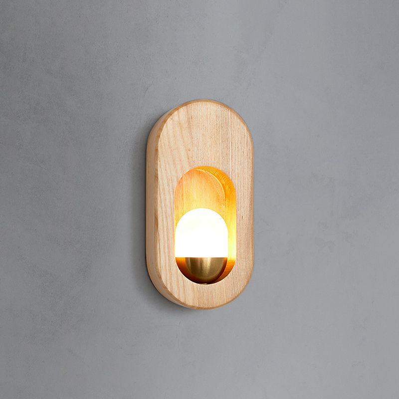 Moderna pared de madera apliques ovalado 1 luz acrílica de pared acrílica para dormitorio