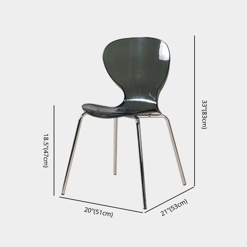 Contemporary Style Metal Chairs Set Solid Back Side Kitchen Dining Chair