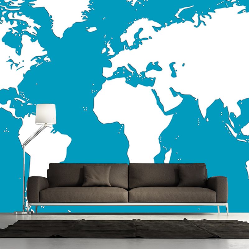 World Map Mildew Resistant Mural Wallpaper Illustration Sleeping Room Wall Mural