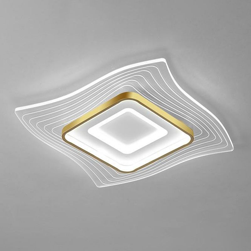 Acrylic Extra-Thin Flush Ceiling Light Contemporary Gold LED Flush Mount Lighting Fixture